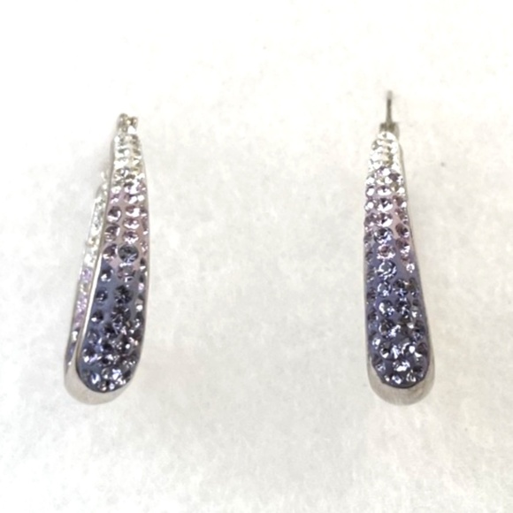 Jewelry - 925 Sterling Silver Purple & White cz multicolor Hoop "Shine Earrings"